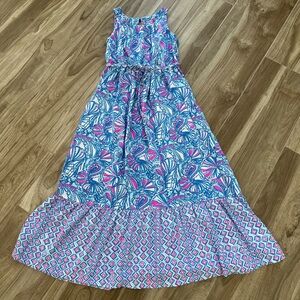 Lilly Pulitzer beautiful Blue and Pink Patterned Maxi Dress.  Size 10-12